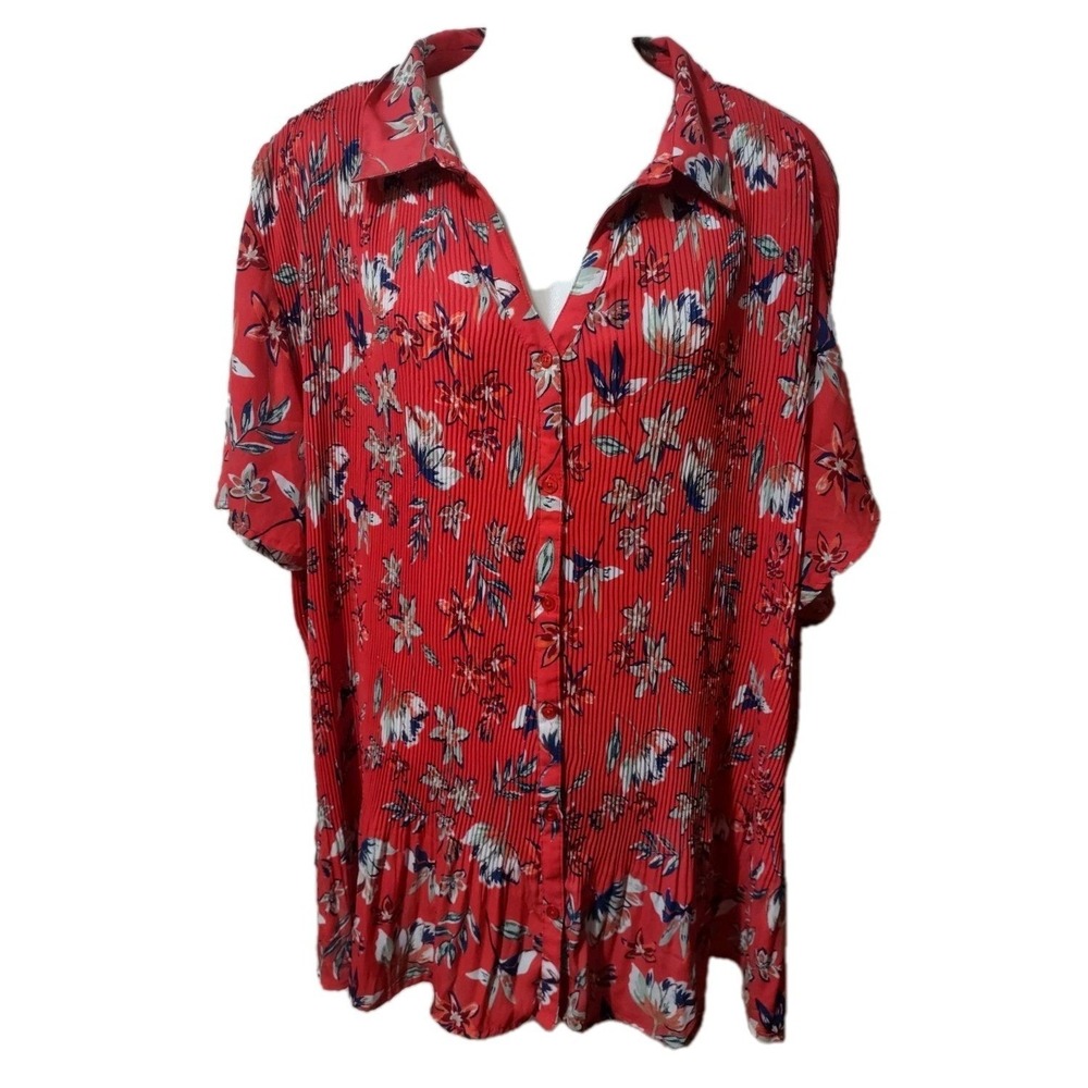 Only Necessities Blouse Women's Size 5X‎ Pleated  Top Short Sleeves  Lightweight
